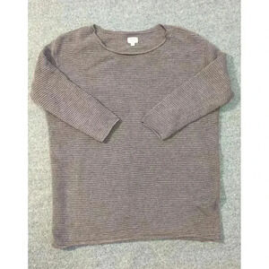 Aritzia Wilfred Gray Ribbed 3/4 Sleeves Silk Cashmere Cotton Sweater Size XS